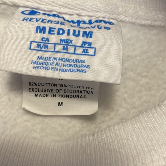 Champion Reverse Weave White Sweatshirt Medium - Picture 5 of 5